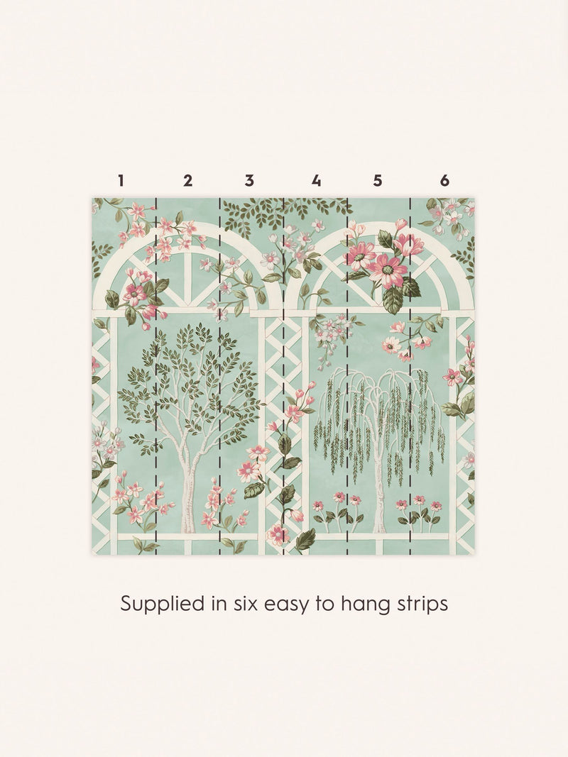 Laura Ashley Arlingham Gardens mural Eau De Nil 3m x 2.8m (British brand)