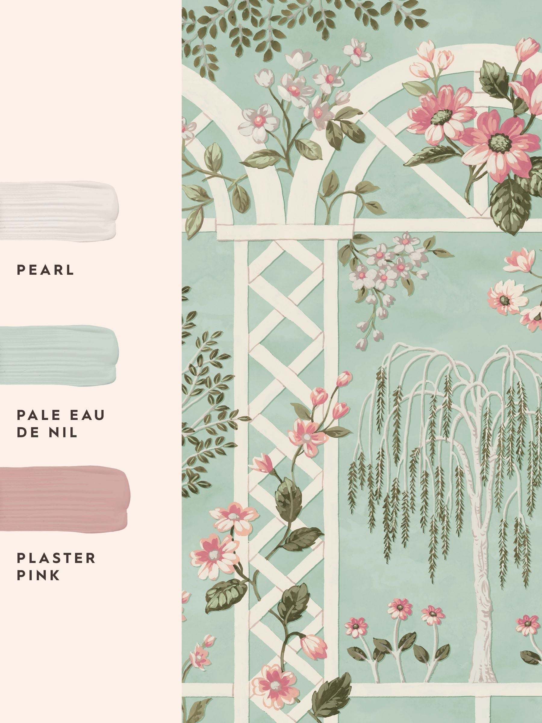 Laura Ashley Arlingham Gardens mural Eau De Nil 3m x 2.8m (British brand)