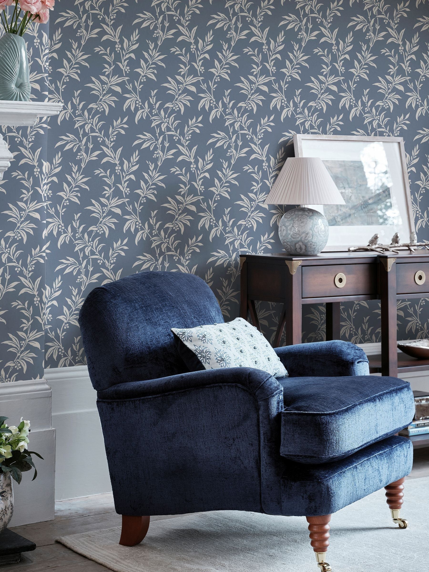 Laura Ashley Dark Seaspray Paxford Leaves wallpaper 10m - British product