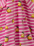 Appletree fleece throw candy-pink stripes lemons, imported from the UK