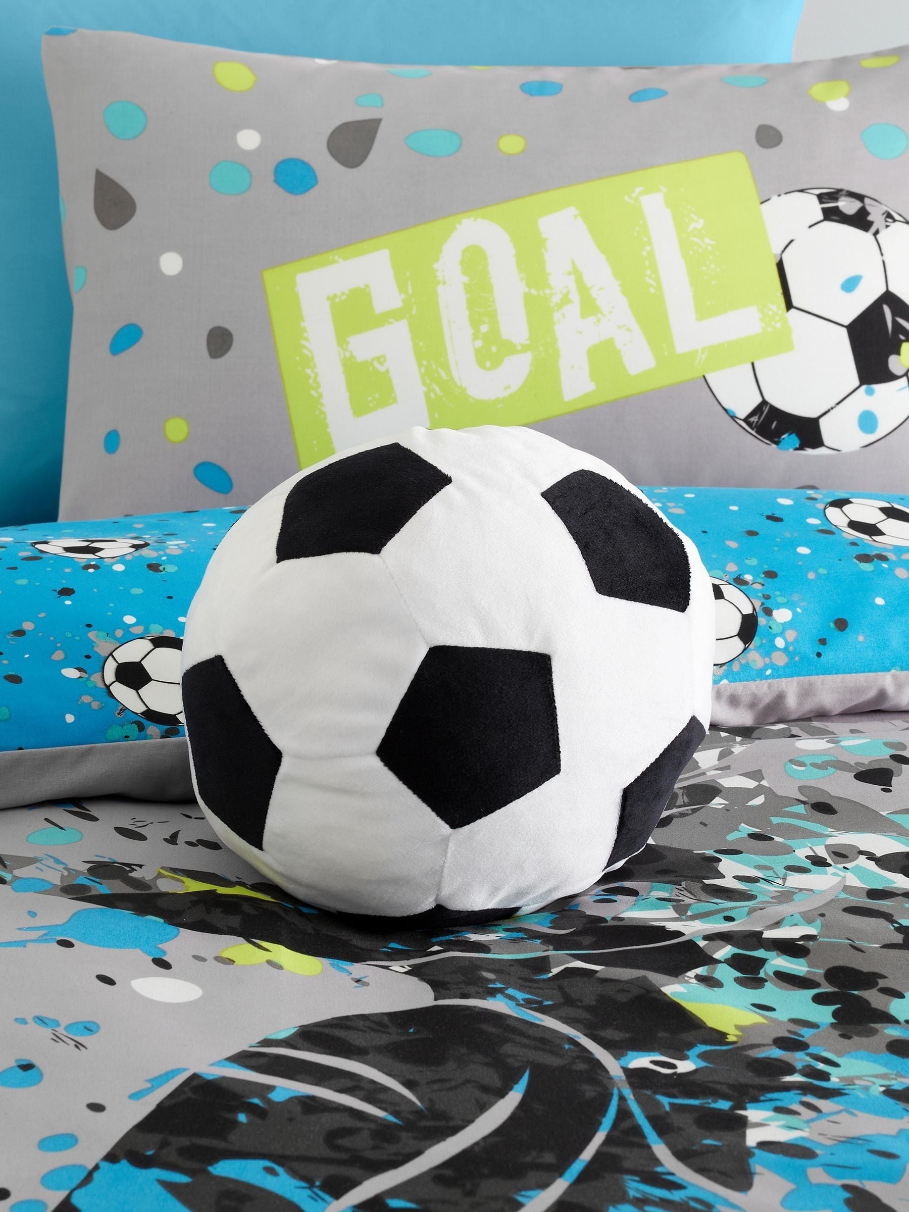 Bedlam black football velvet shaped cushion 22cm, UK version