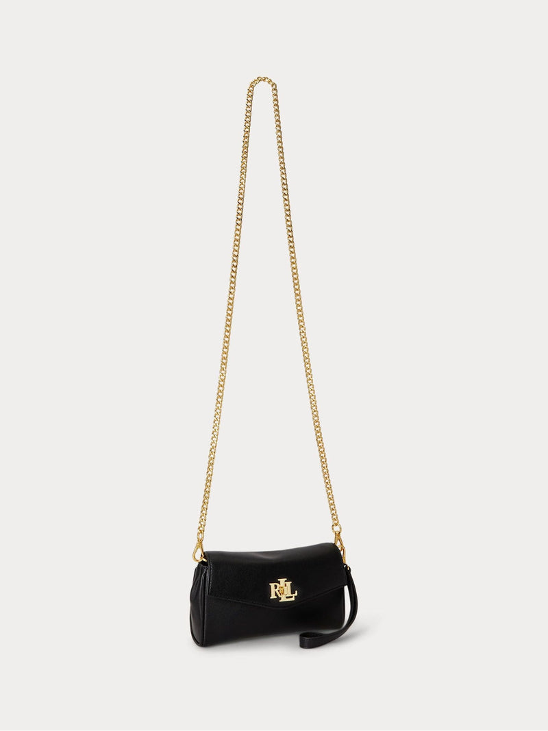 Lauren Ralph Lauren turnlock mini crossbody bag in black leather (British brand)