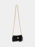 Lauren Ralph Lauren turnlock mini crossbody bag in black leather (British brand)