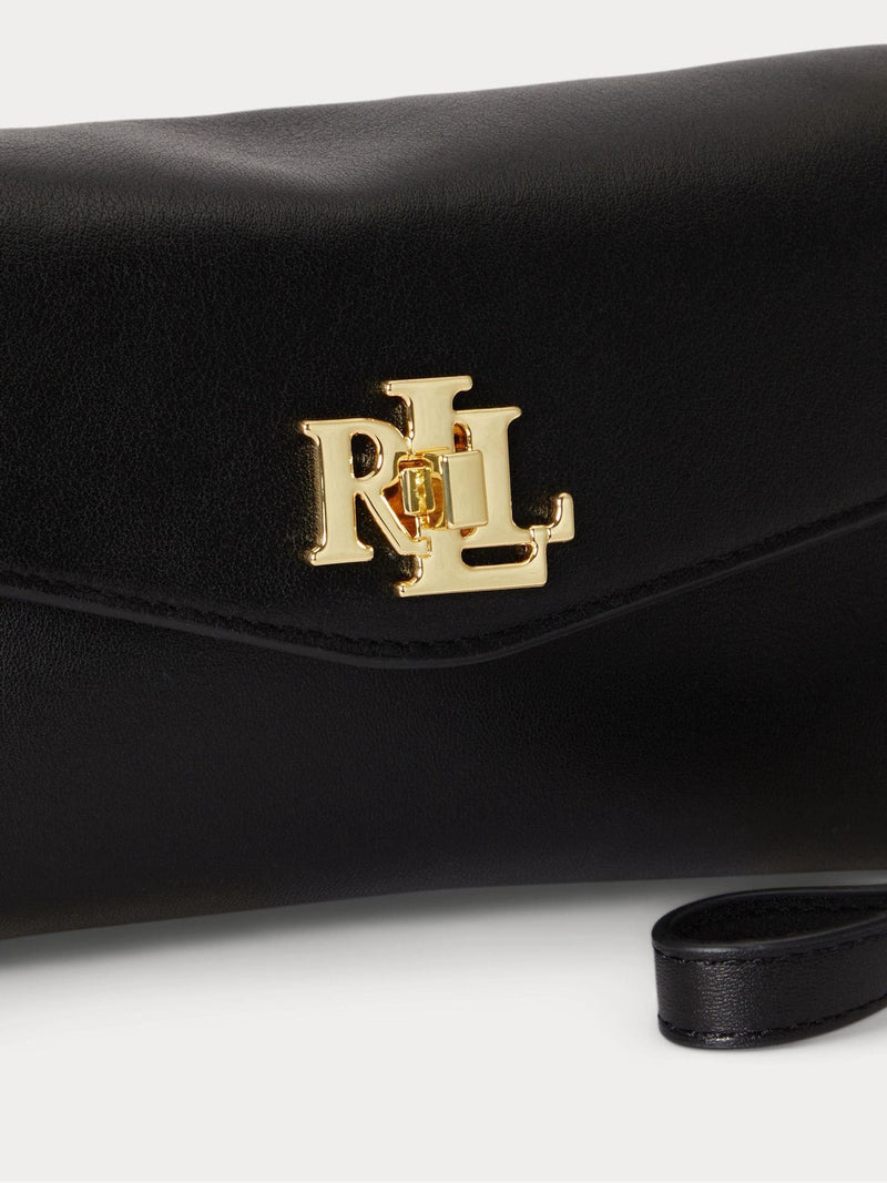 Lauren Ralph Lauren turnlock mini crossbody bag in black leather (British brand)