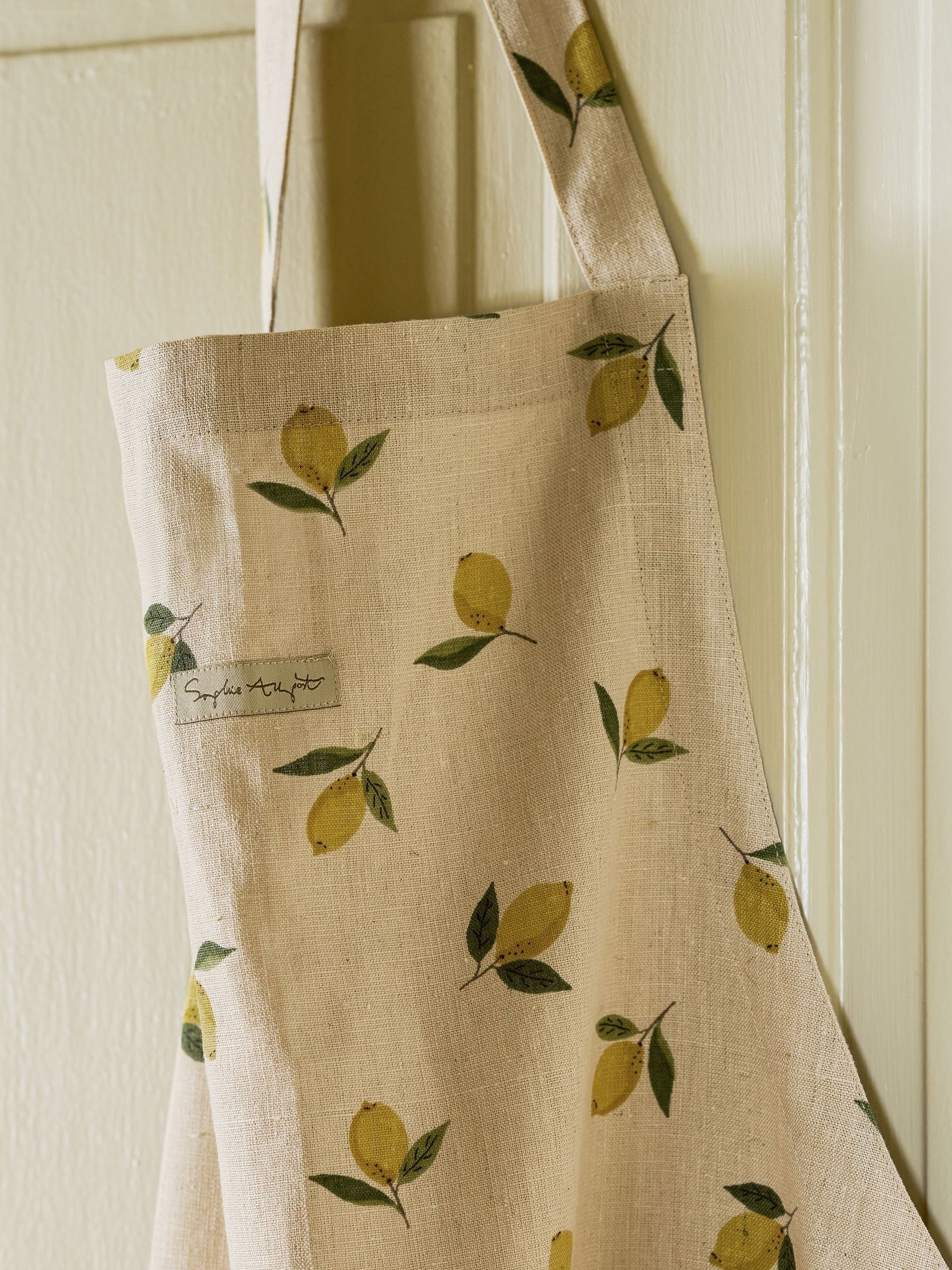 Sophie Allport Natural Lemons linen apron - British product