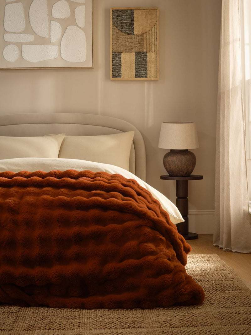 Orange Aspen Faux Fur Throw