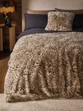 Brown Snow Leopard Print Faux Fur Throw