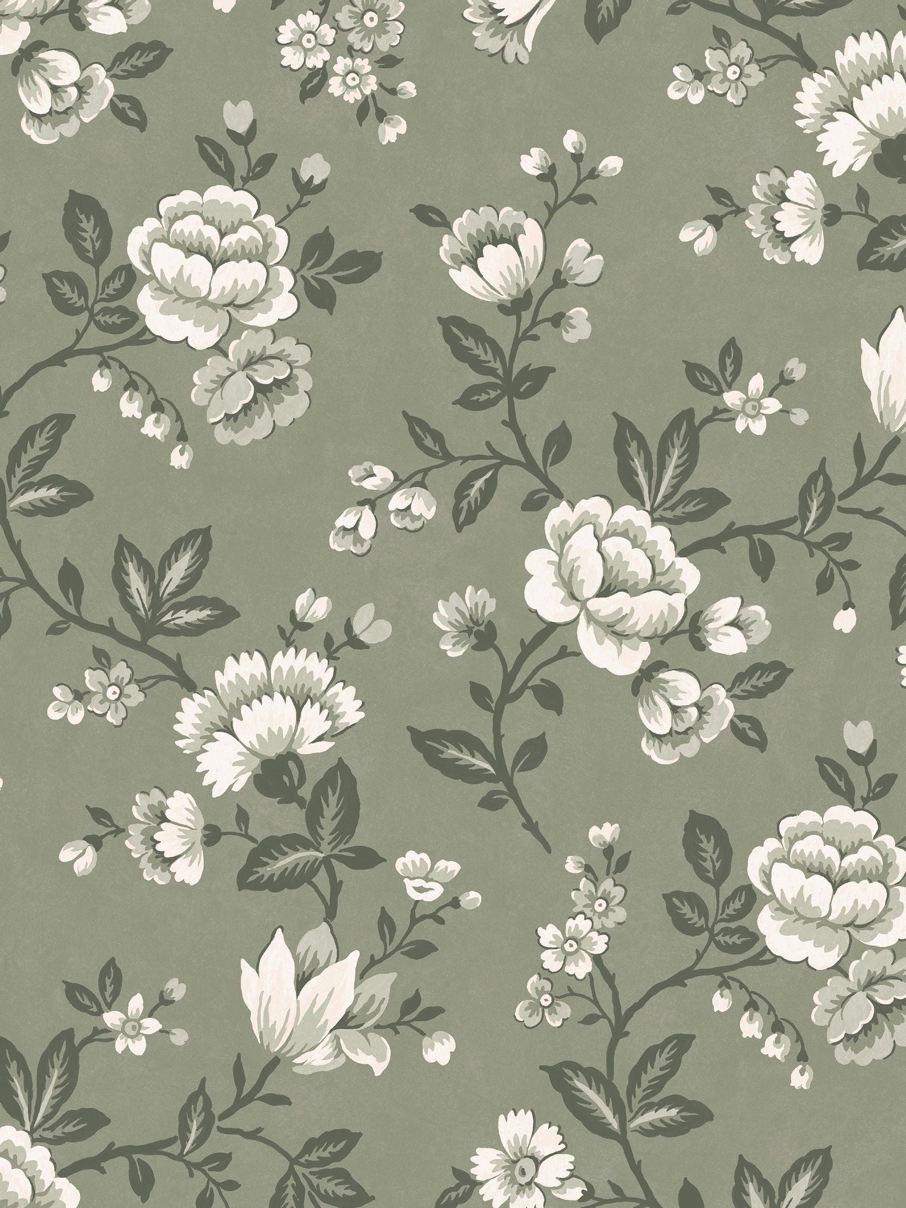 Laura Ashley antique green Bradenbury Trail wallpaper sample A4, UK version