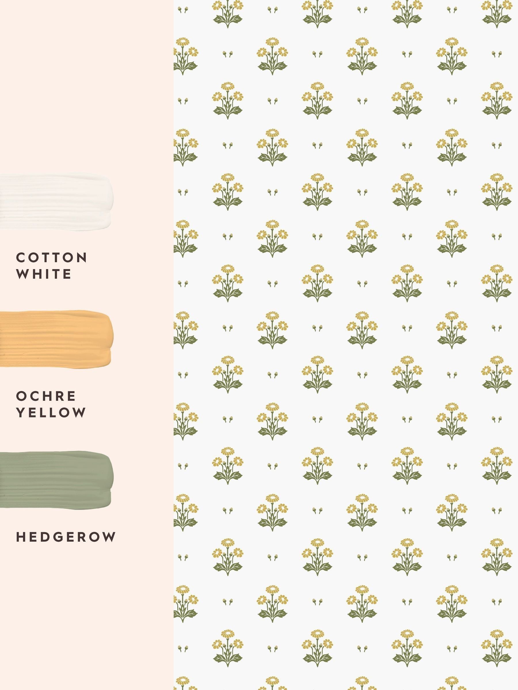 Laura Ashley Harthill Daisy wallpaper sample A4, imported from the UK