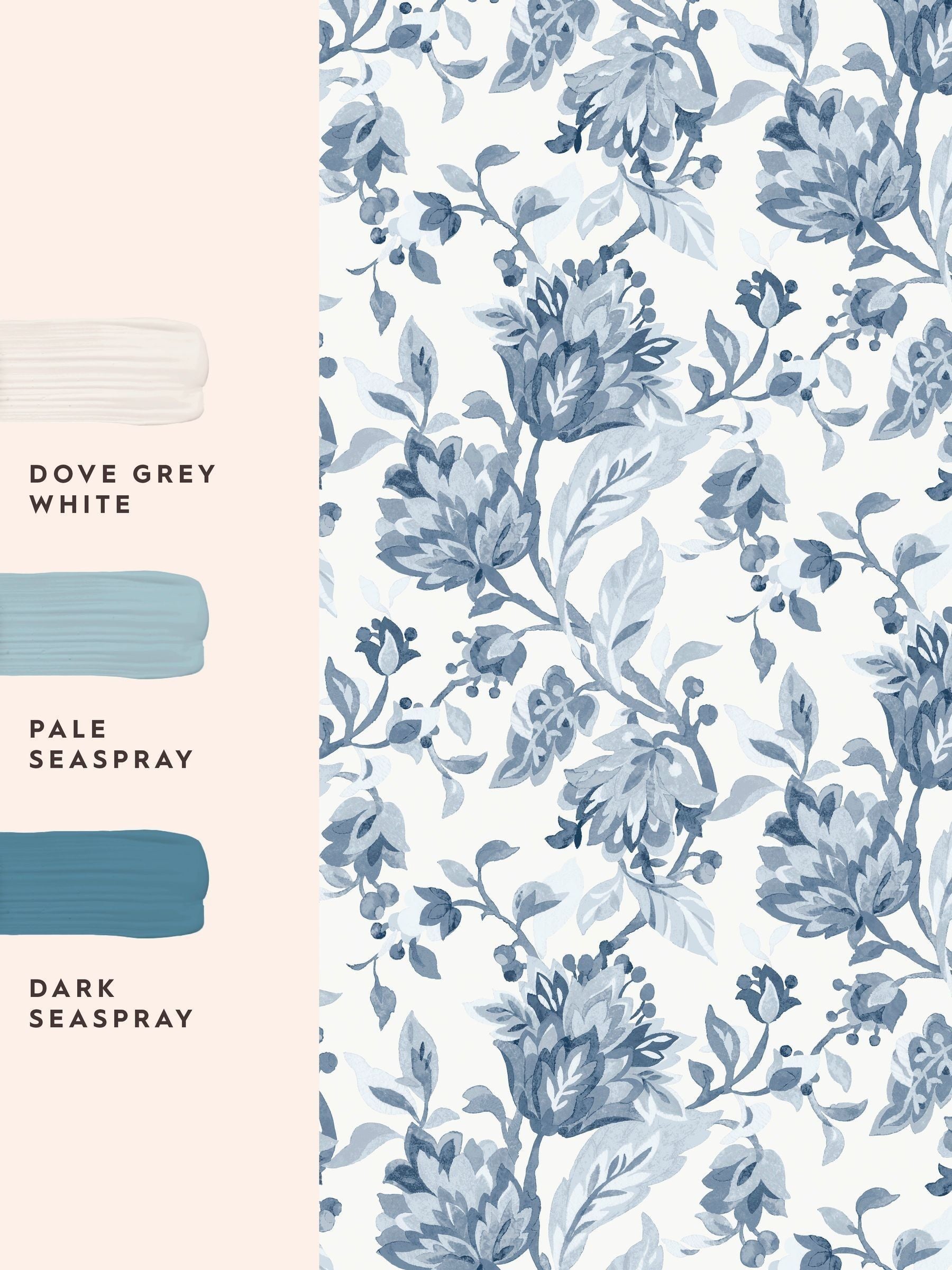 Laura Ashley Dark Seaspray Adwick Trail wallpaper sample A4 - British product