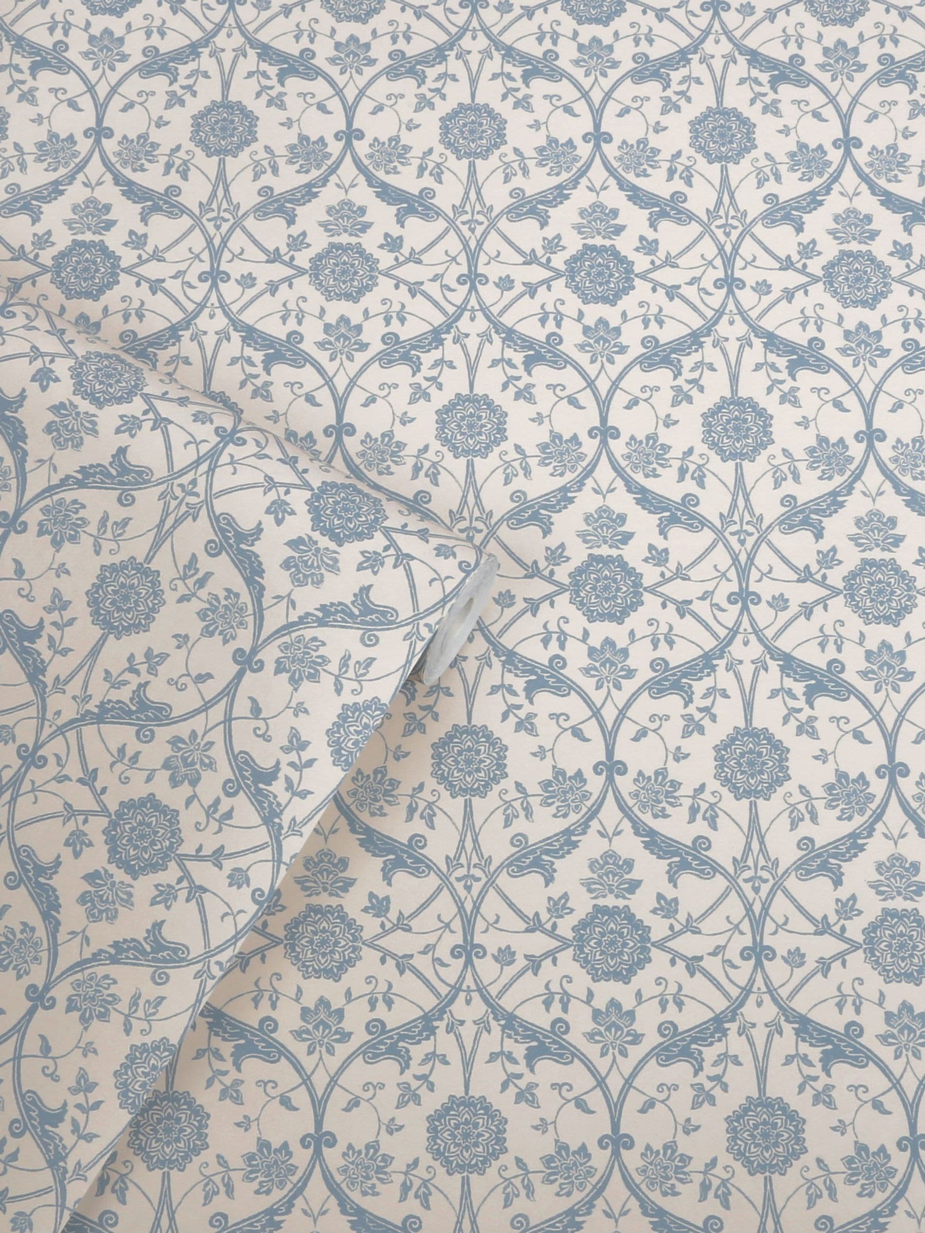 Laura Ashley wallpaper sample Newport Blue Endale Trellis A4 - British product