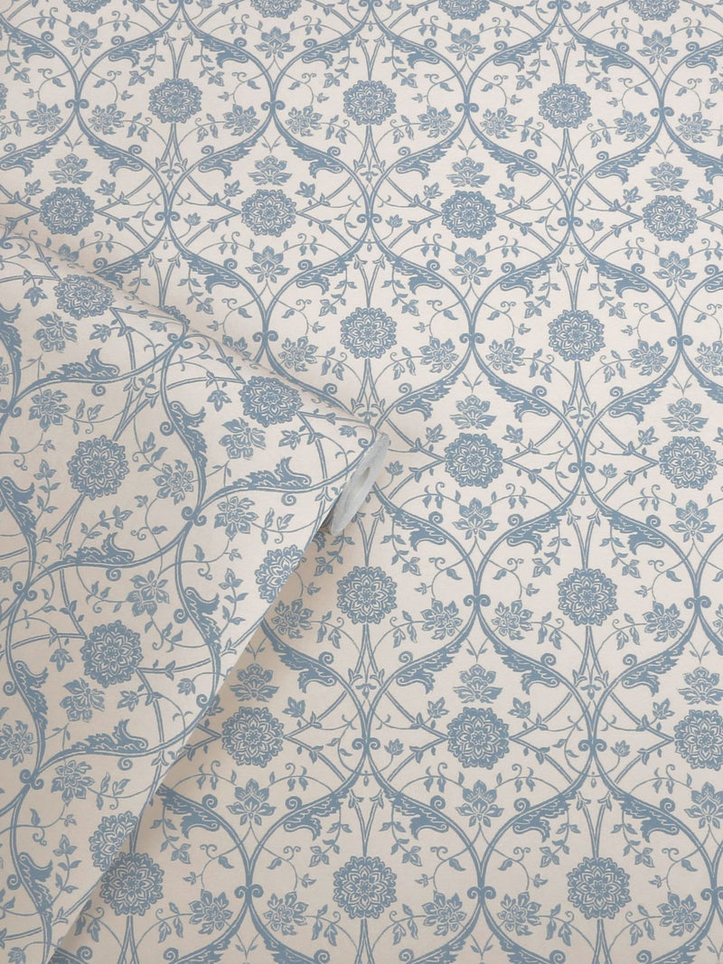 Laura Ashley wallpaper sample Newport Blue Endale Trellis A4 - British product