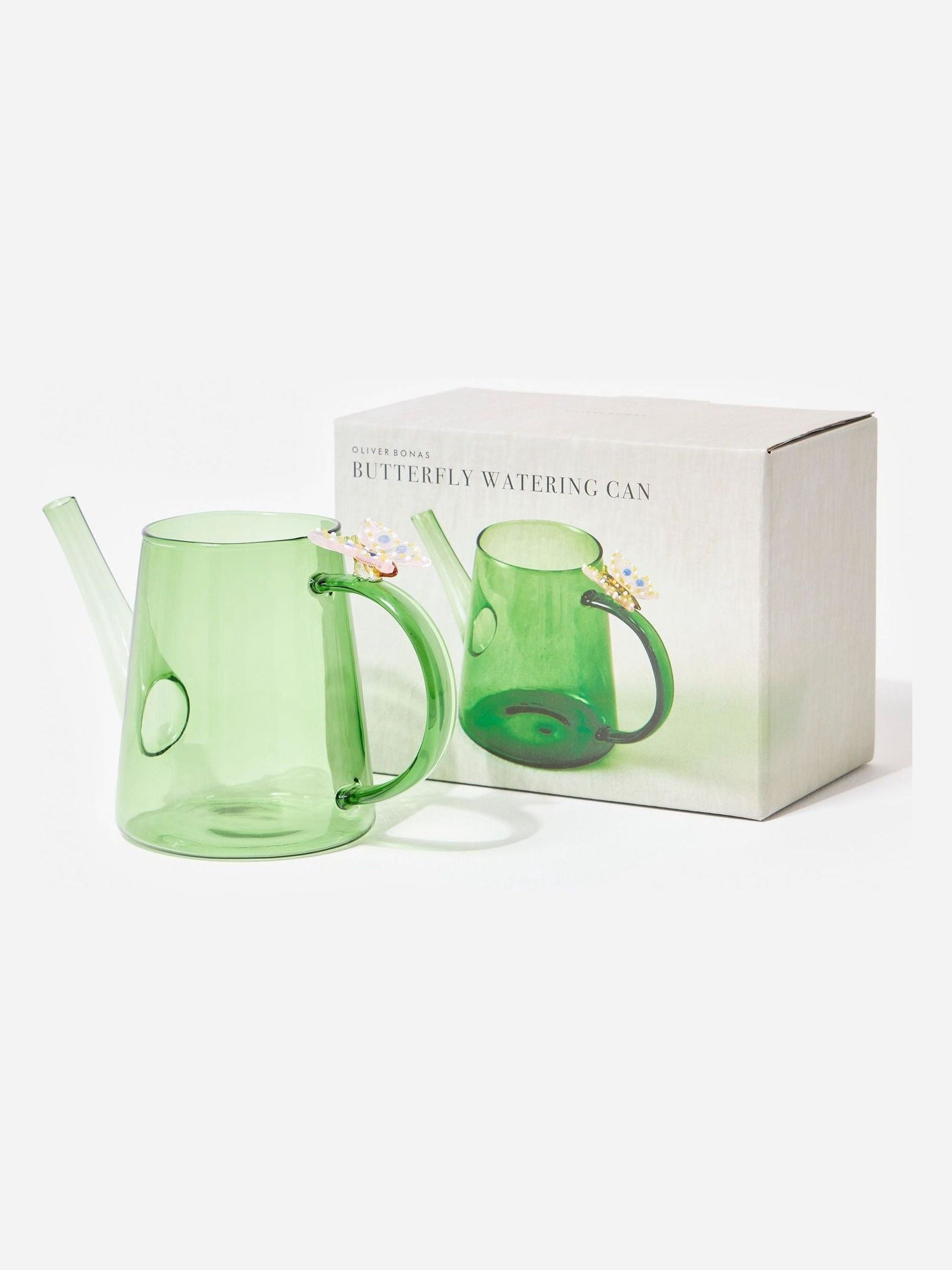 Oliver Bonas green glass butterfly watering can - British product