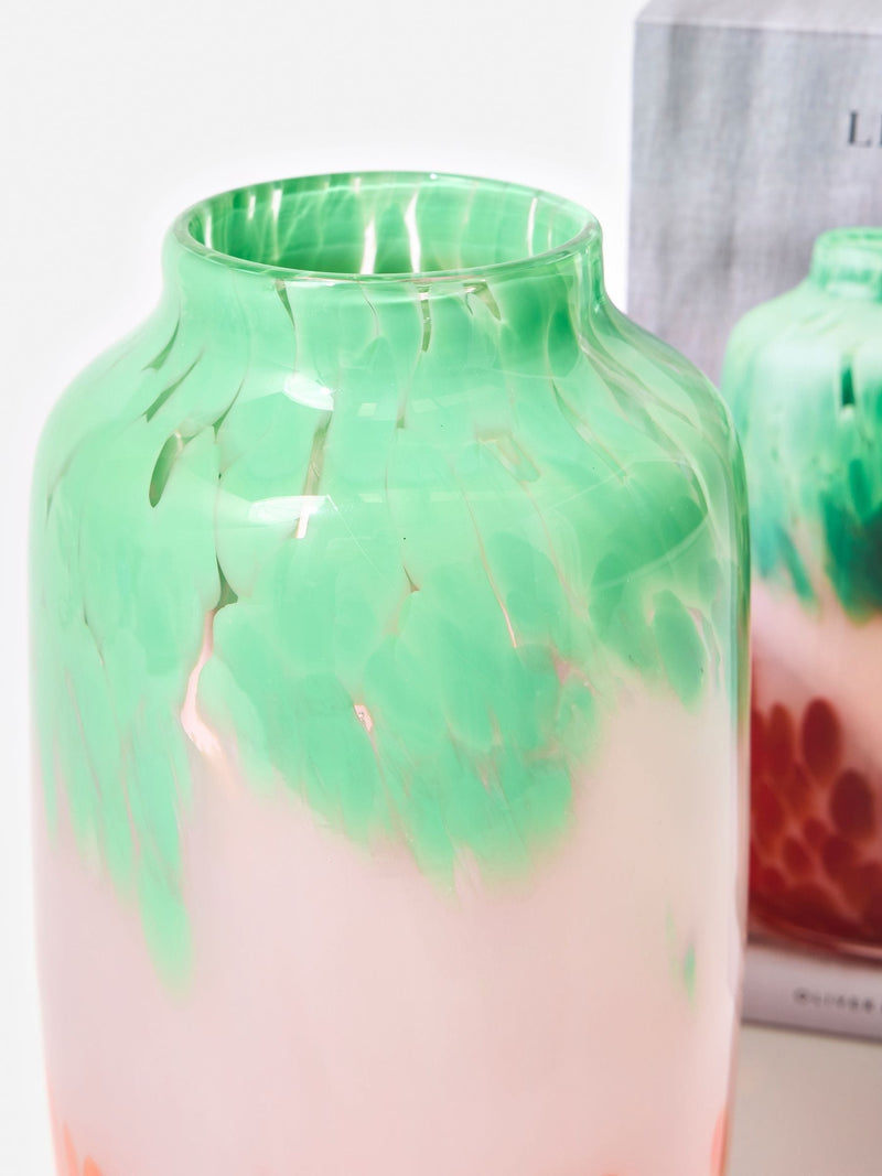 Oliver Bonas Lennox pink green orange glass vase (British brand)