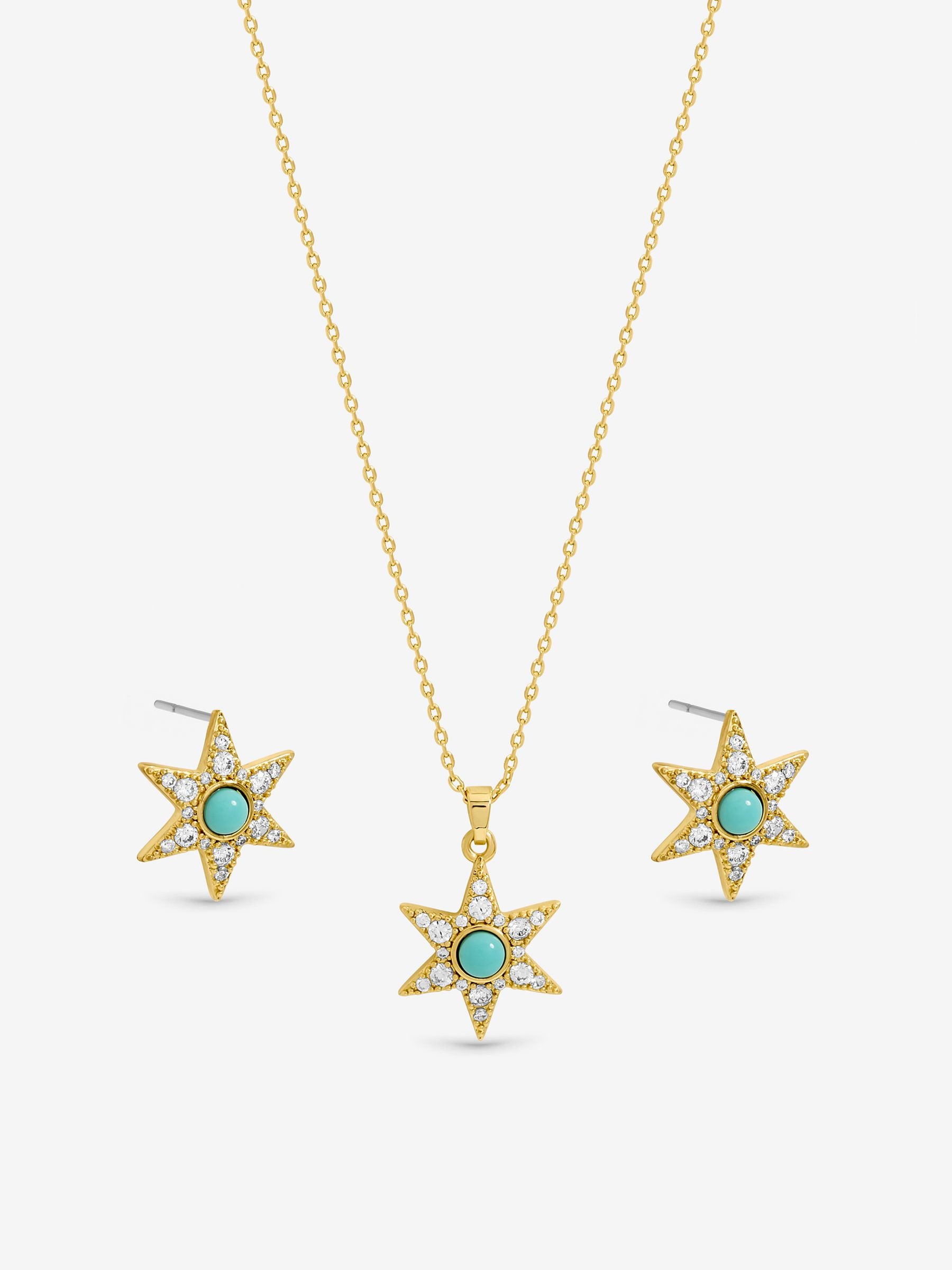 Inicio gold tone turquoise star trio set, UK version