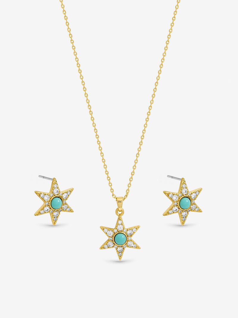 Inicio gold tone turquoise star trio set, UK version