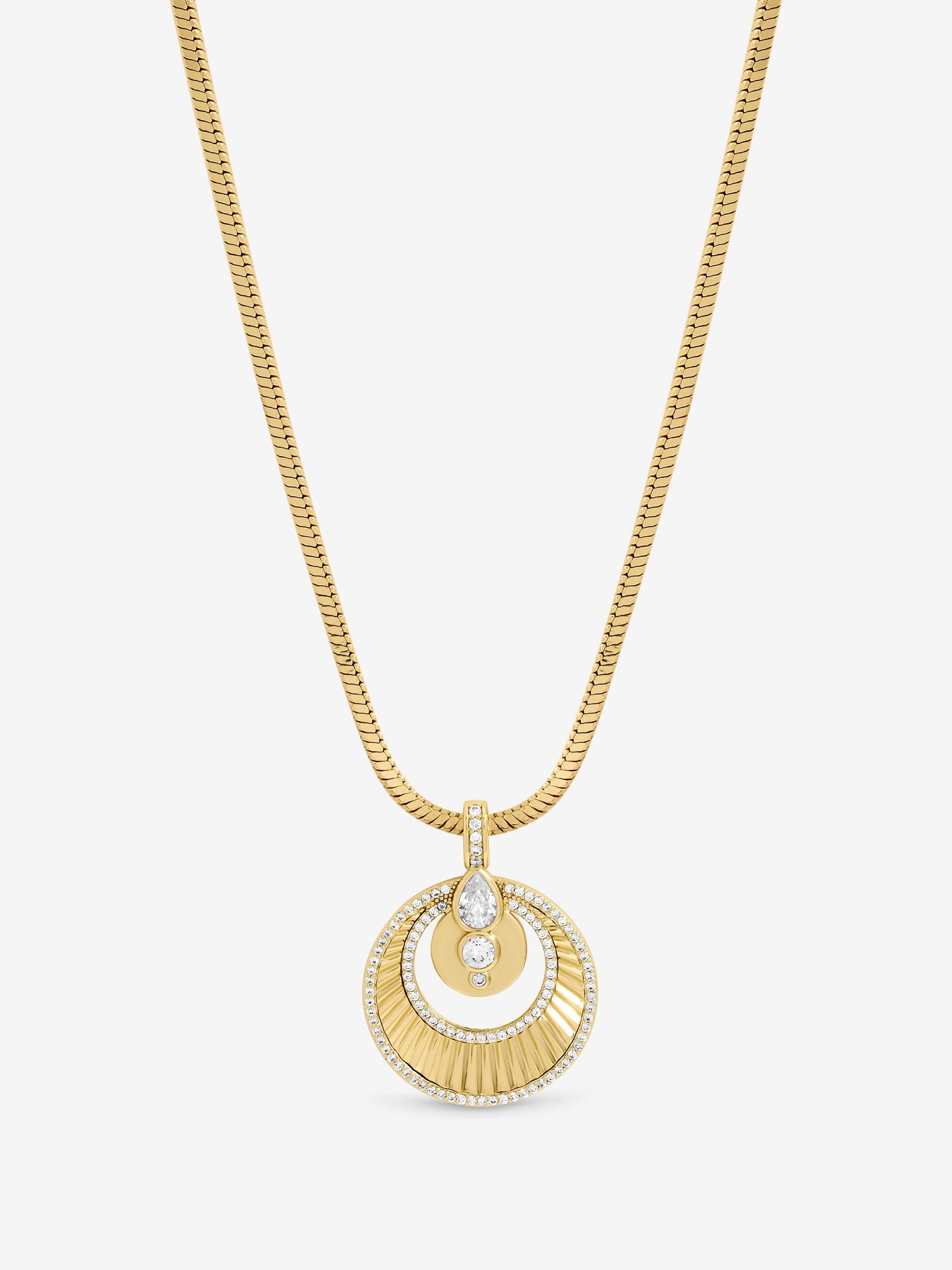 Inicio two tone crystal disc pendant necklace, UK version