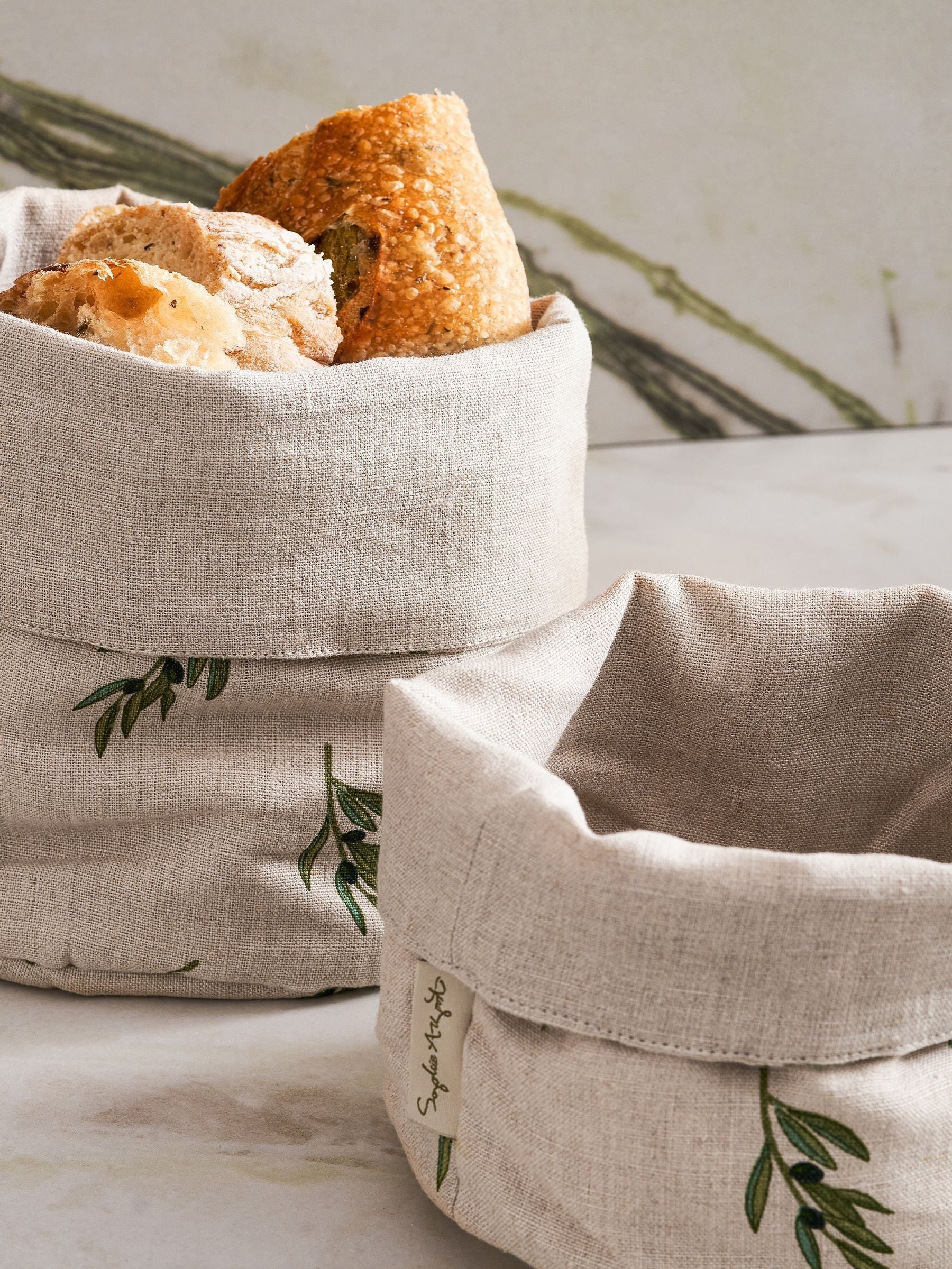 Sophie Allport natural linen bread baskets set (British brand)