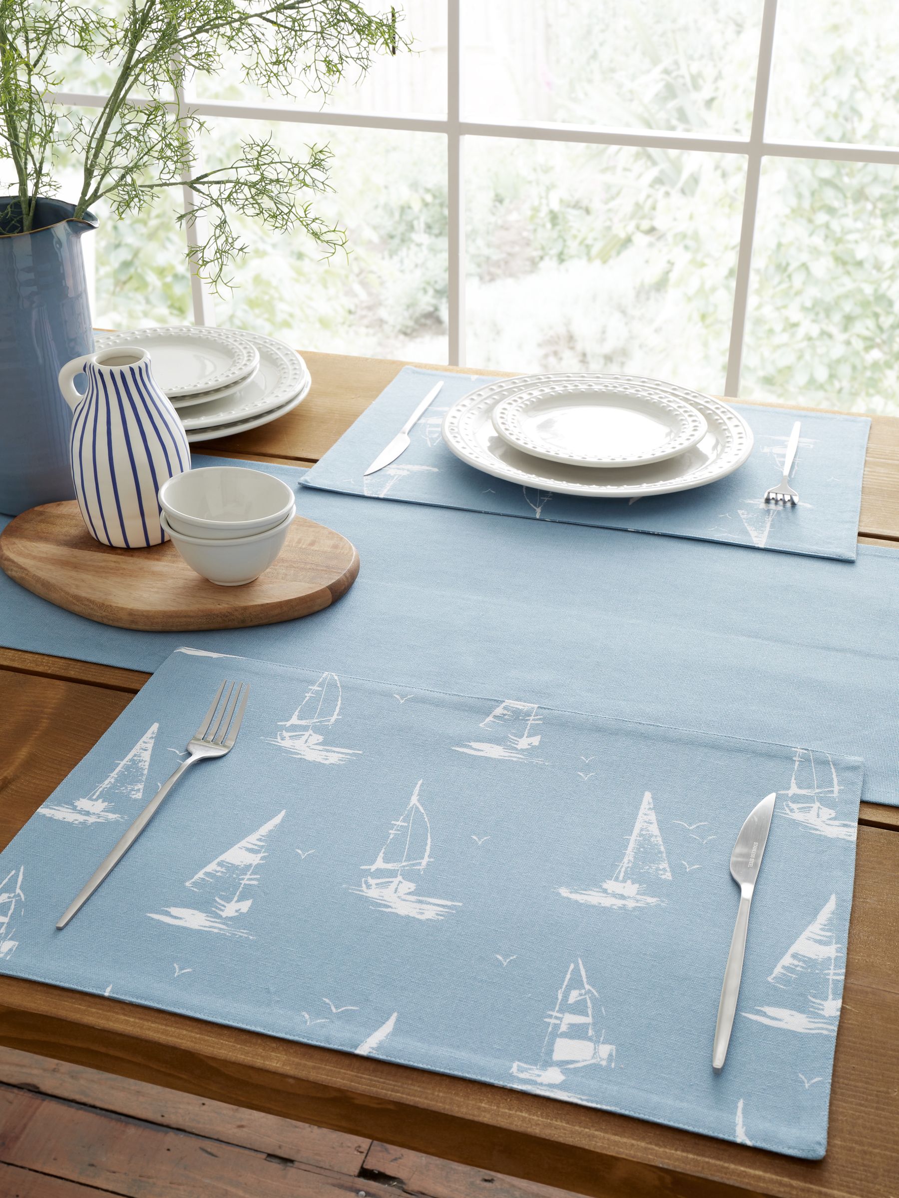 Catherine Lansfield blue Salcombe Boats cotton placemats - British product