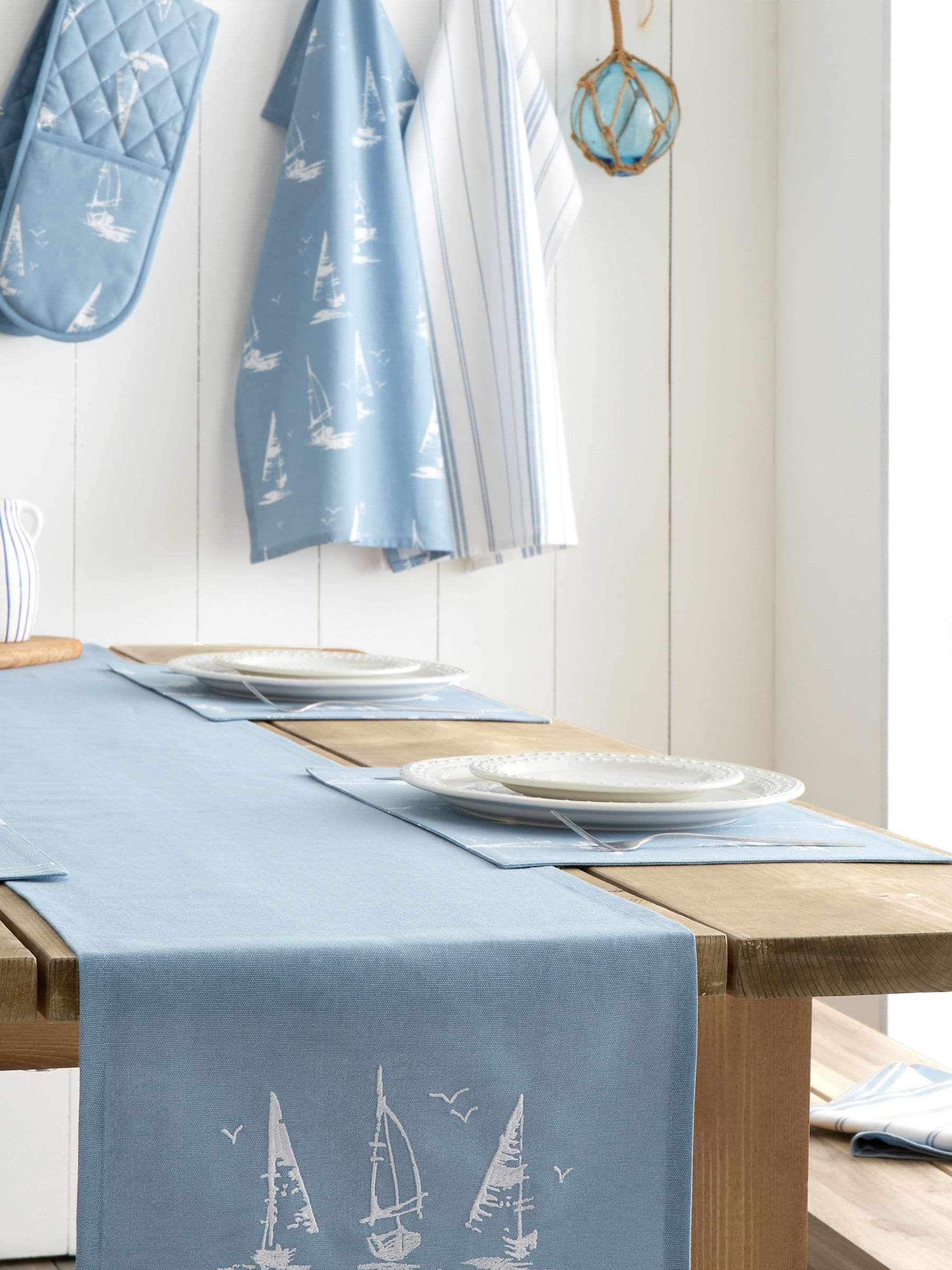 Catherine Lansfield blue Salcombe Boats cotton placemats - British product
