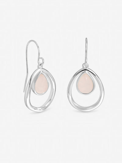 Next Inicio 925 Sterling Silver Rose Quartz Polished Oval Drop Earrings- Buy online at McGrocer