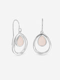 Inicio rose quartz polished oval drop earrings sterling silver - British product