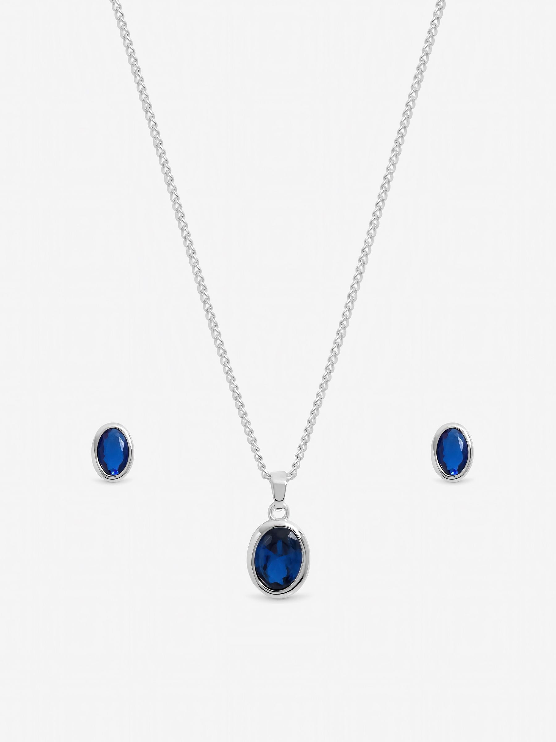Simply Silver sapphire blue cubic zirconia jewellery set gift box - British product