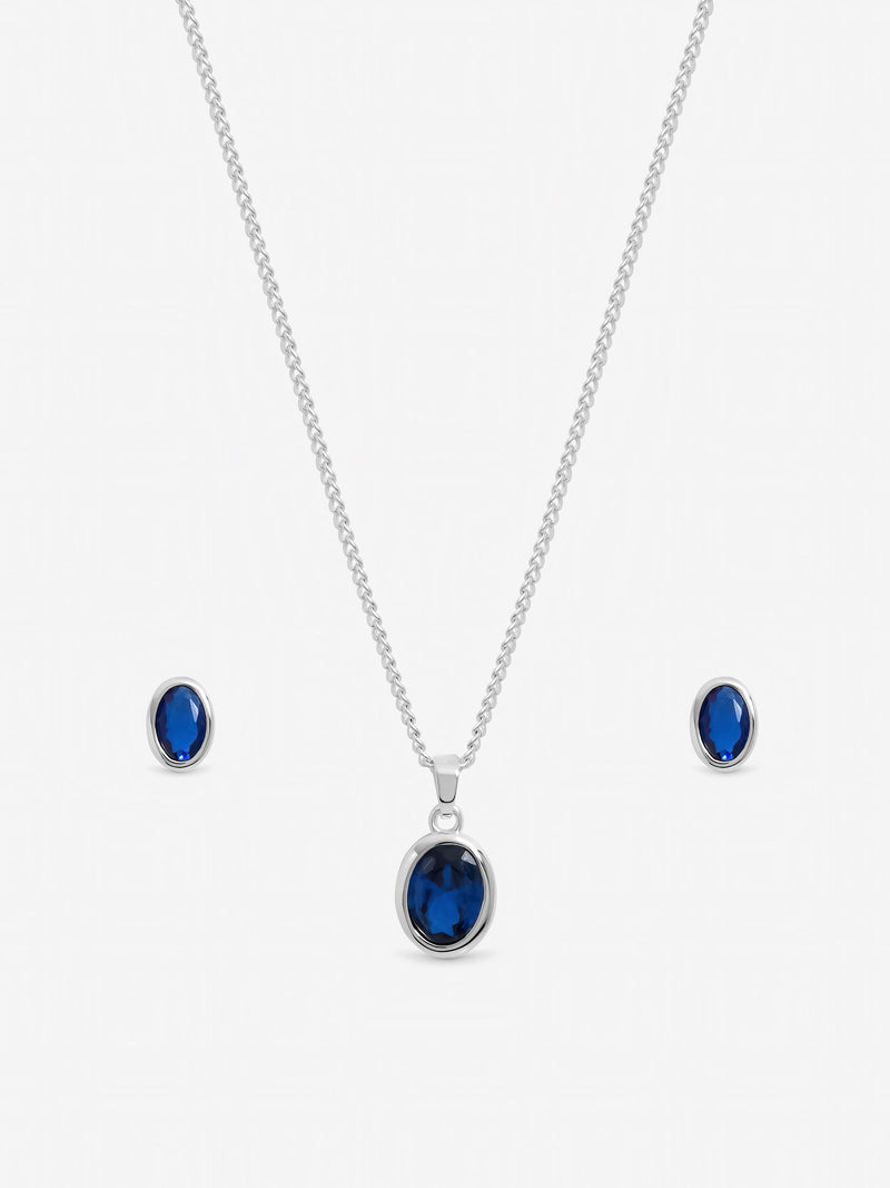 Simply Silver sapphire blue cubic zirconia jewellery set gift box - British product