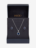 Simply Silver sapphire blue cubic zirconia jewellery set gift box - British product