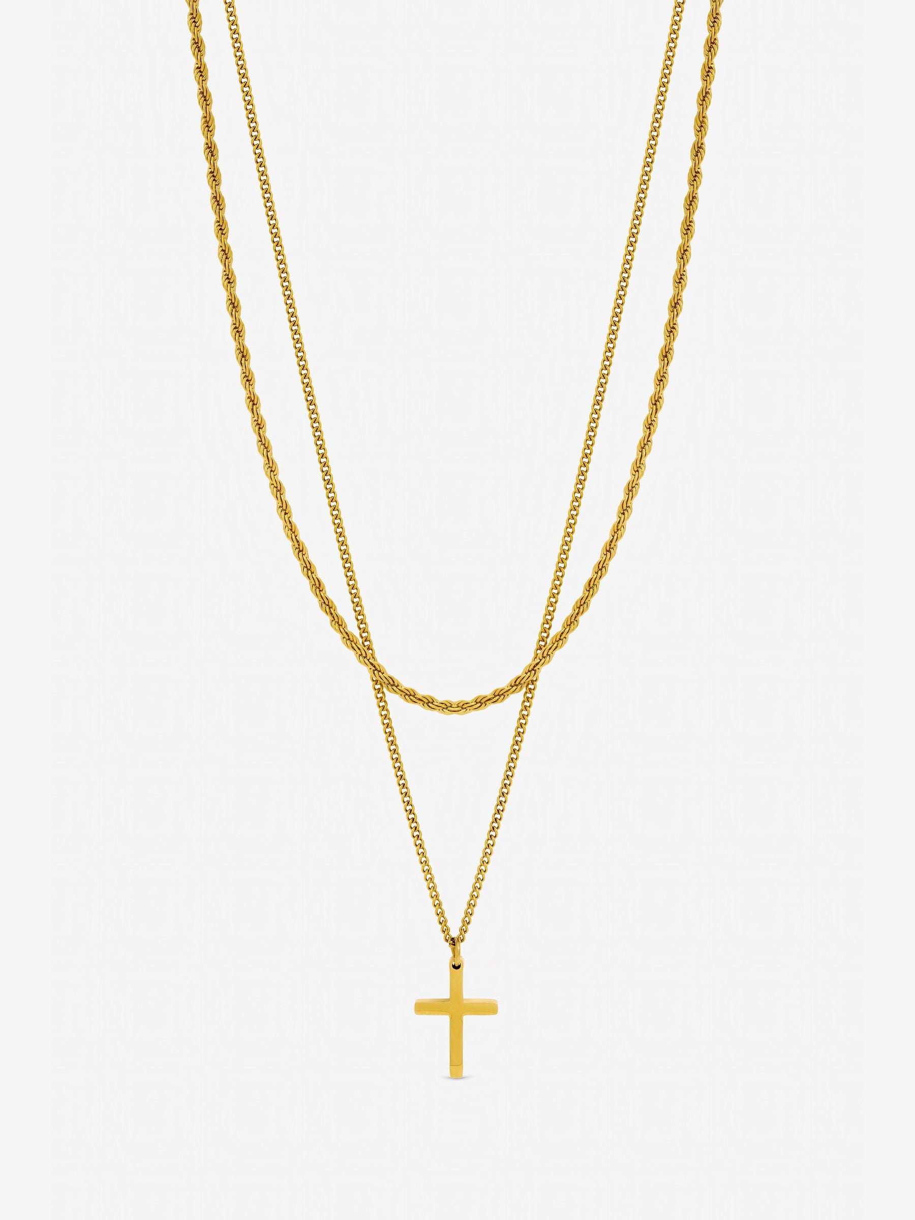 Inicio gold tone double row cross necklace 20 inch (British brand)