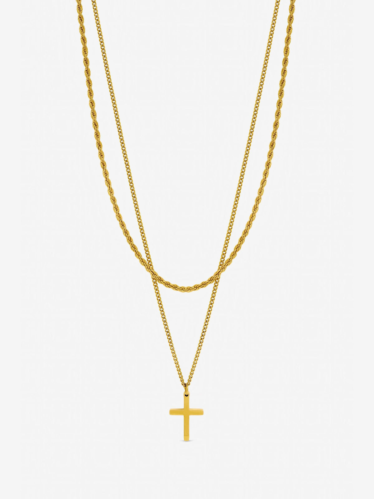 Inicio gold tone double row cross necklace 20 inch (British brand)