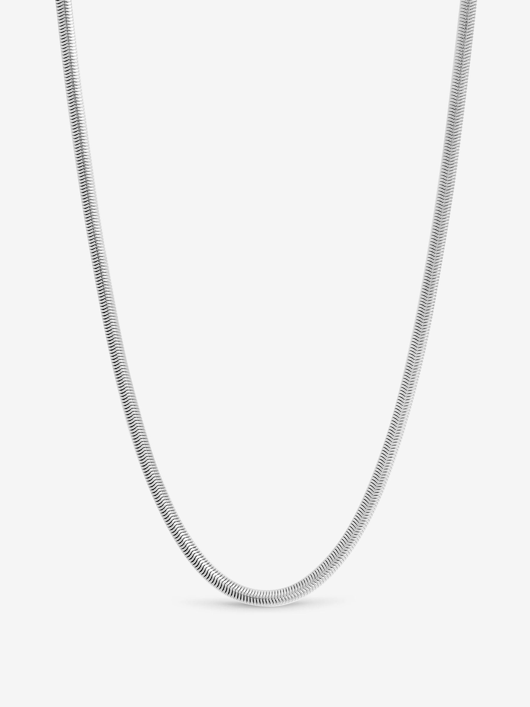 Inicio silver tone steel waterproof snake chain necklace, imported from the UK