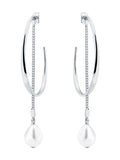 Karen Millen Modern Pearl Hoop Earrings silver tone, UK version