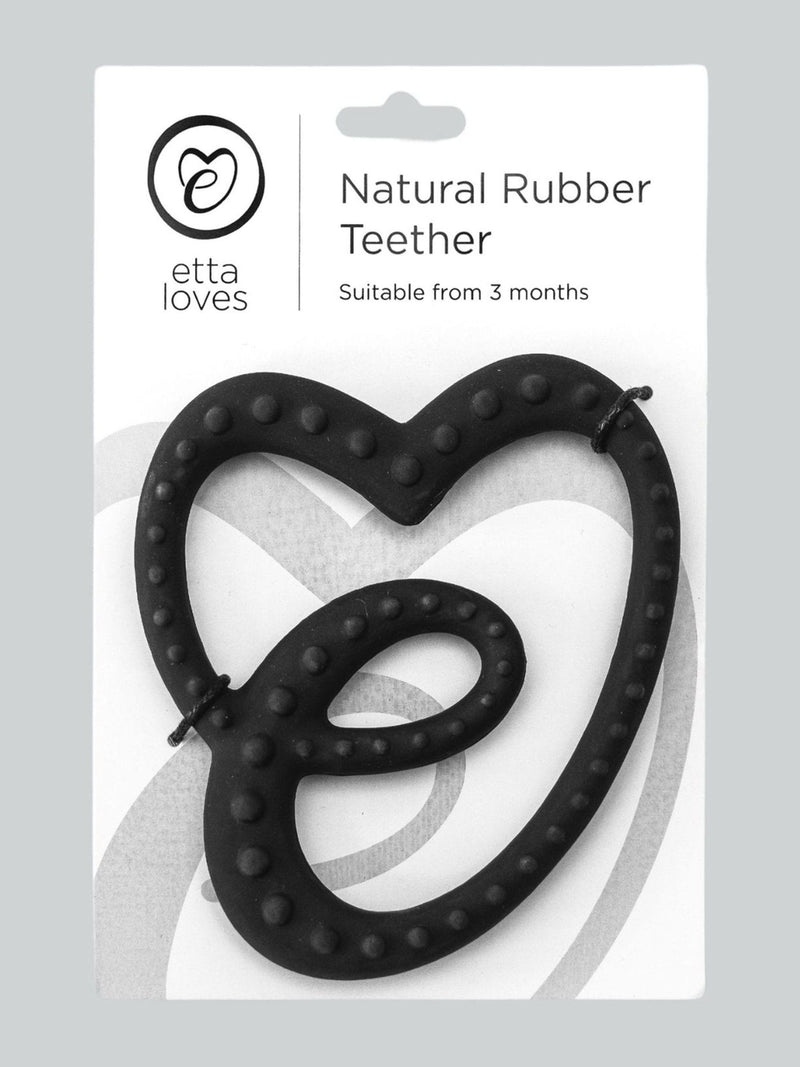 Etta Loves Black Sensory Rubber Teether Size ONE, UK version