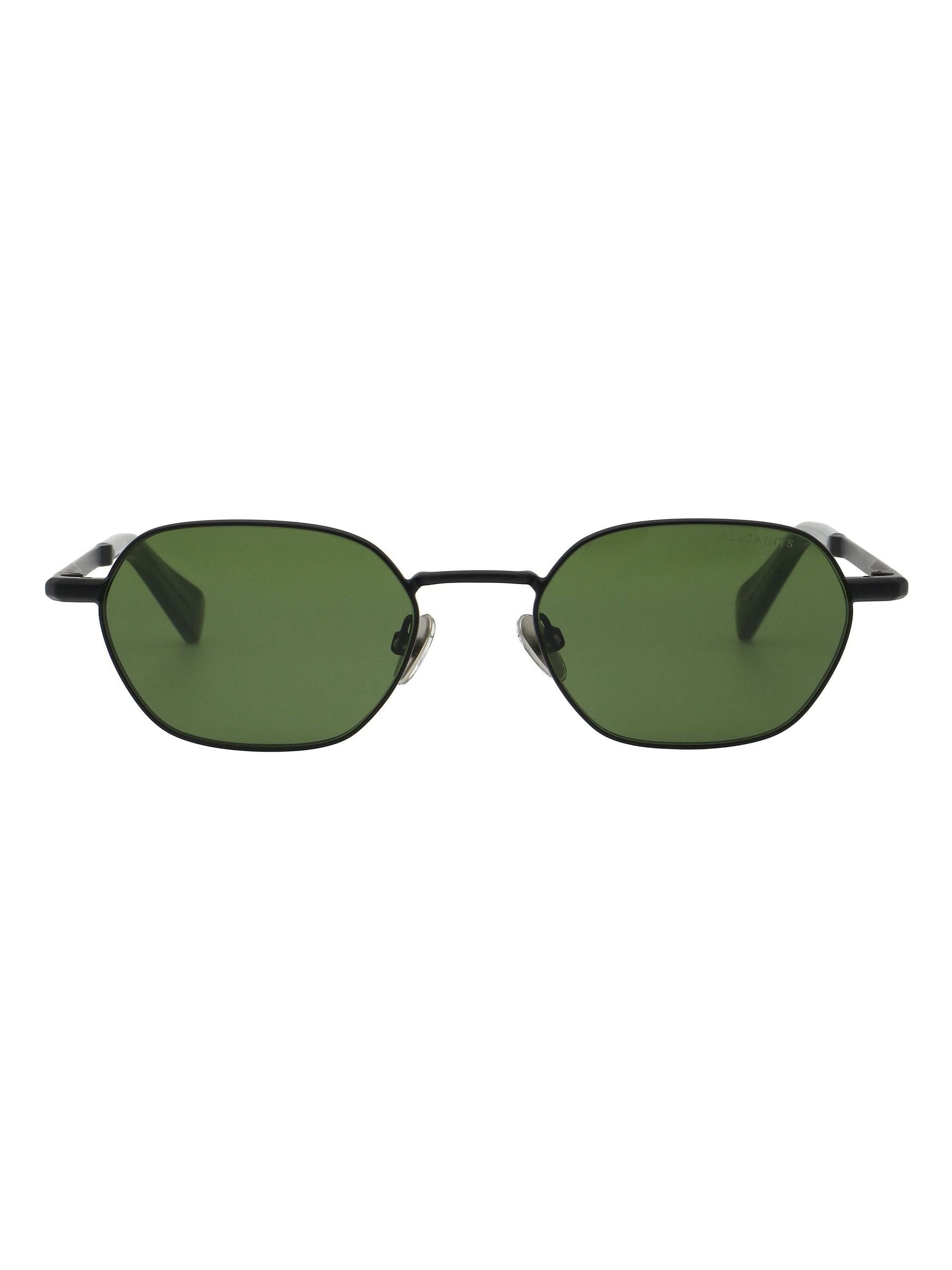 AllSaints RORY metal sunglasses matte black green lenses, imported from the UK