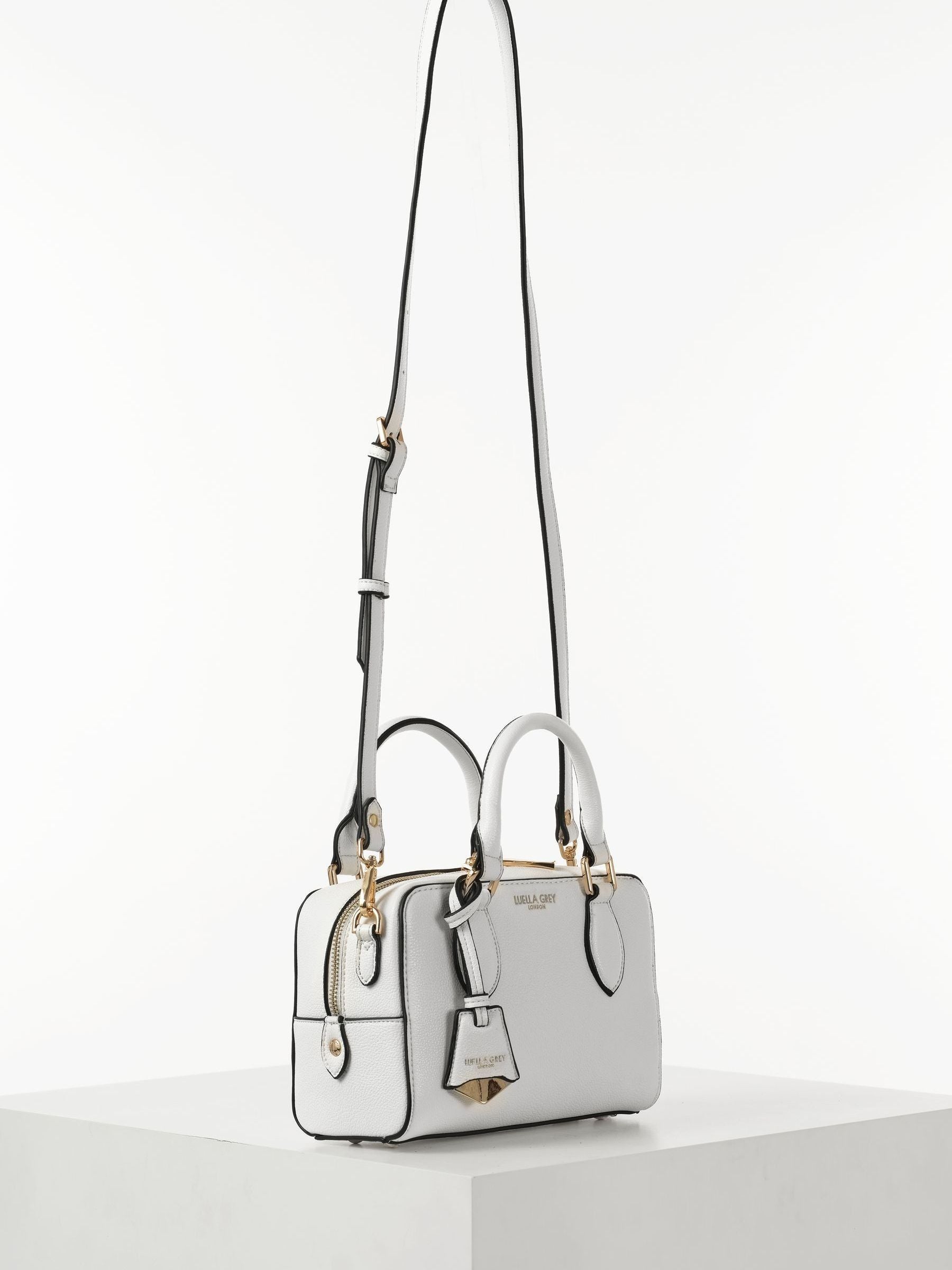 Luella Grey white Lilian barrel cross-body bag (British brand)