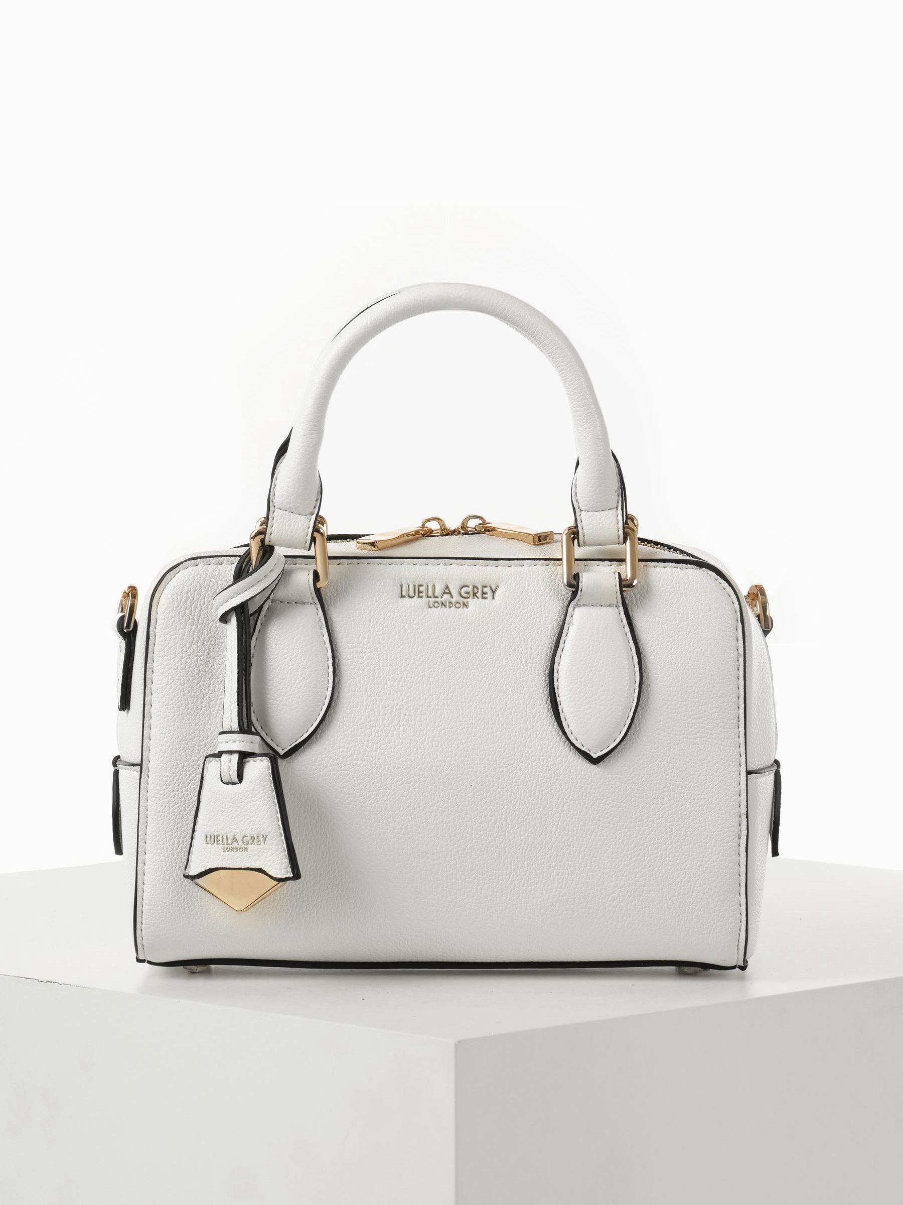 Luella Grey white Lilian barrel cross-body bag (British brand)