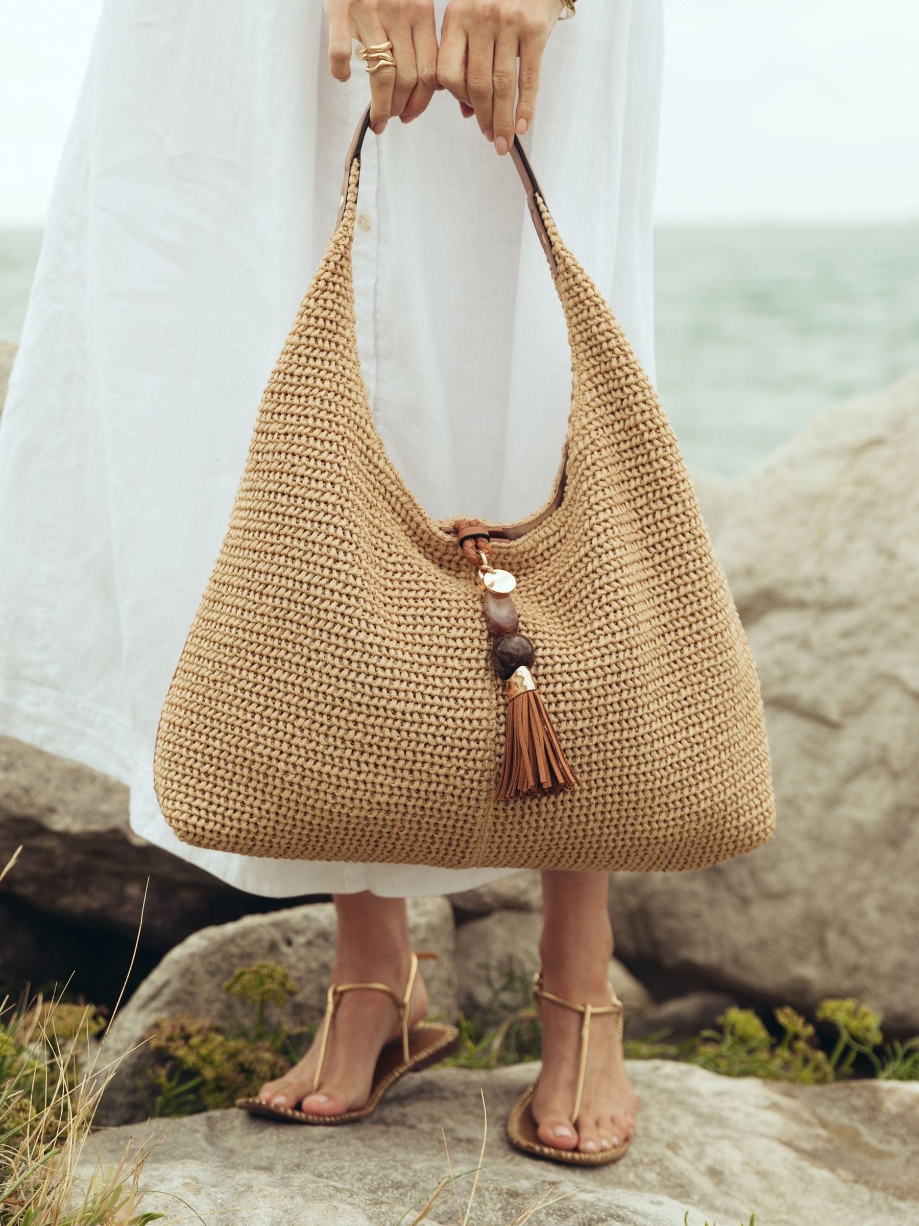 Luella Grey Natural Pandora Suede Hobo Bag