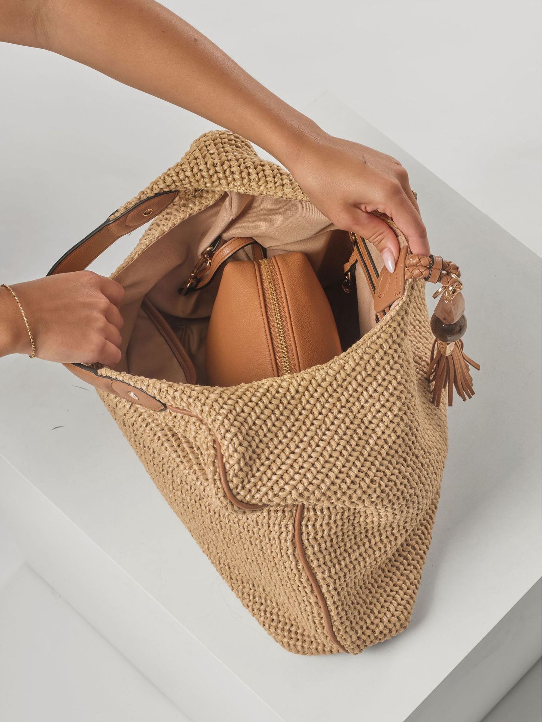 Luella Grey Natural Pandora Suede Hobo Bag