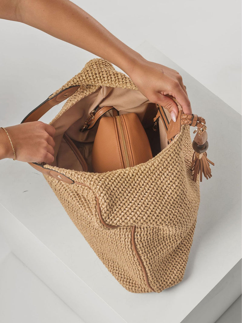 Luella Grey Natural Pandora Suede Hobo Bag