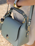 Luella Grey Brown Diana Top Handle Cross-Body Bag