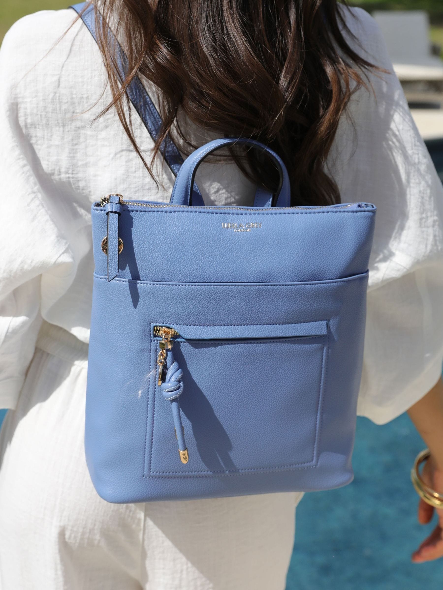 Luella Grey Blue Ella Small Casual Backpack