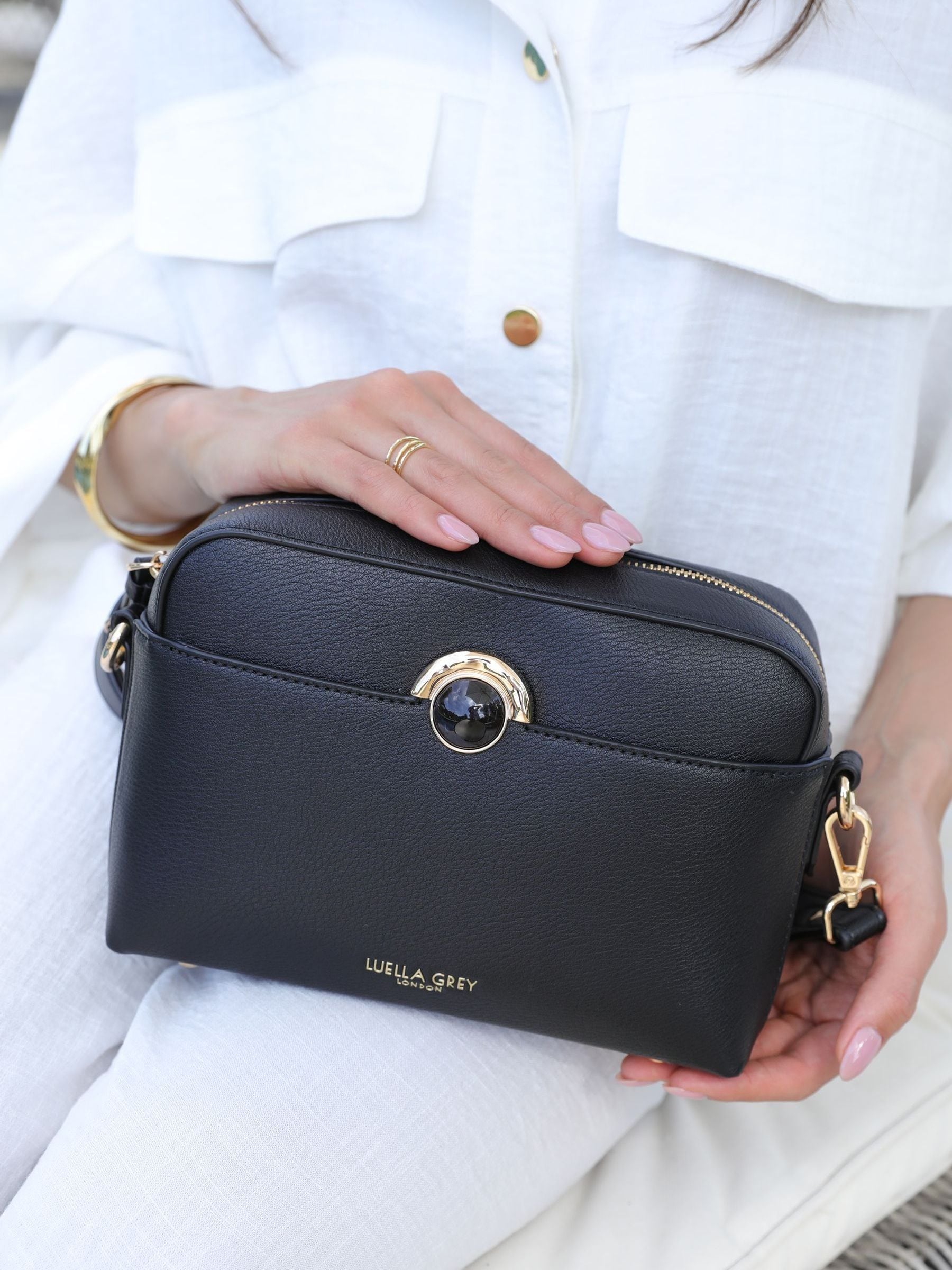 Luella Grey black Sian camera cross-body bag, imported from the UK