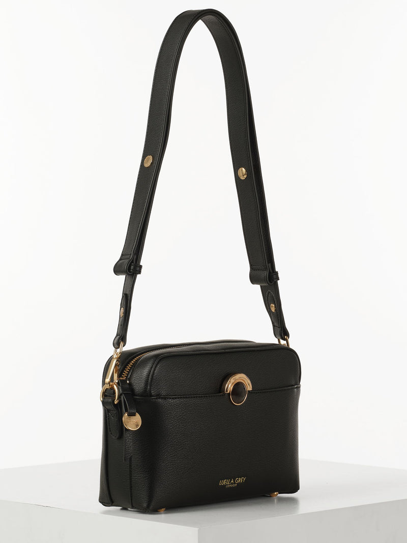 Luella Grey black Sian camera cross-body bag, imported from the UK