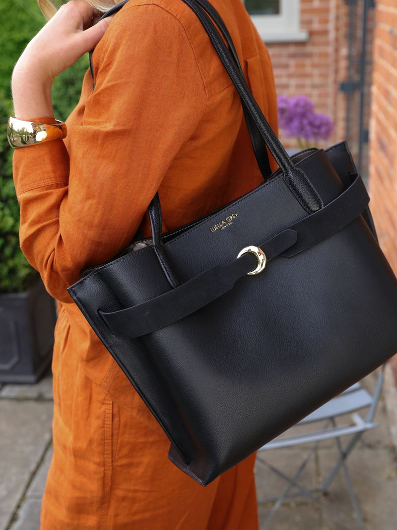 Luella Grey black Connie laptop tote bag, imported from the UK