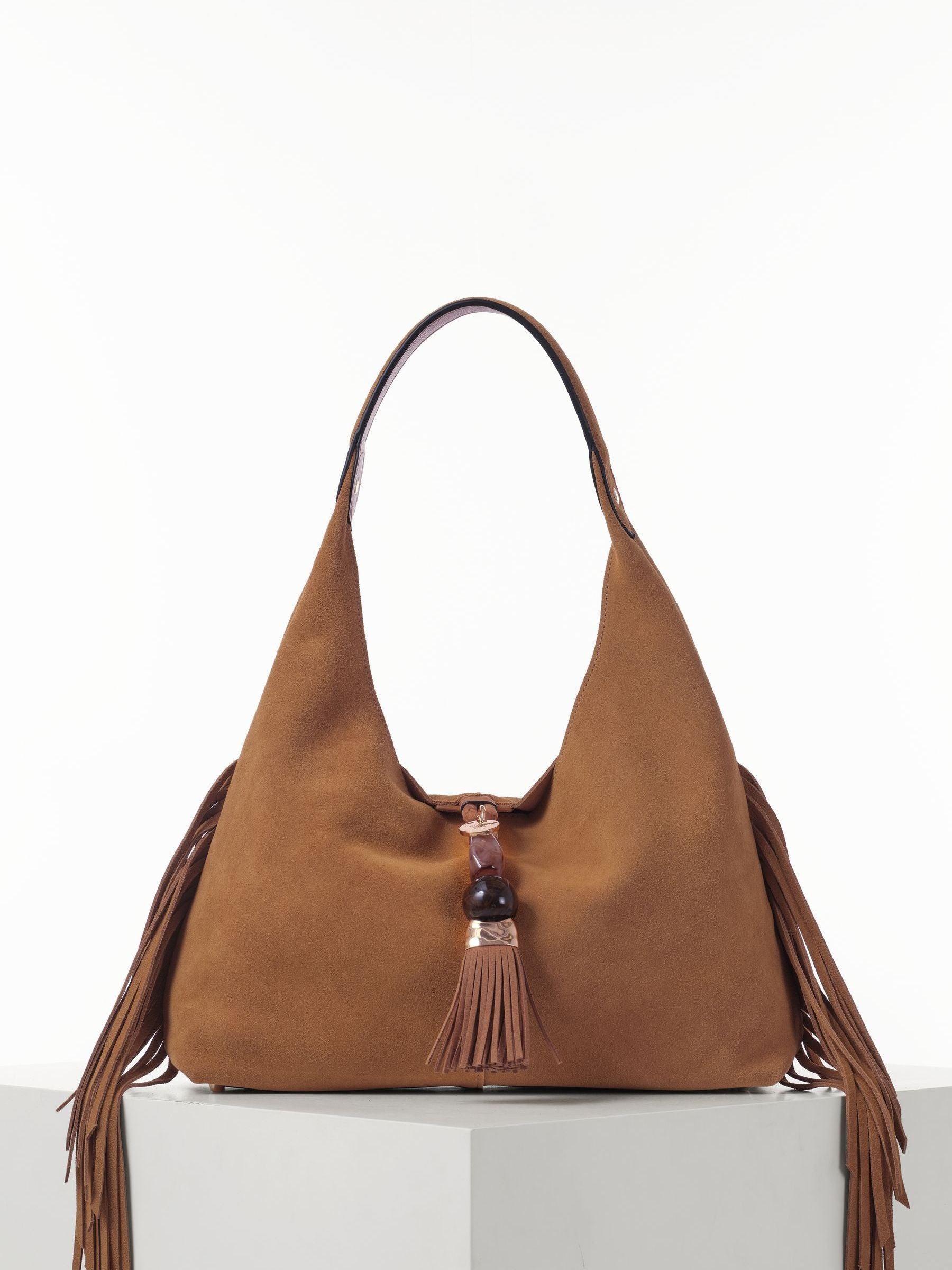 Luella Grey Paloma suede fringe shoulder bag, UK version