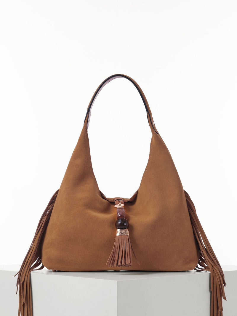 Luella Grey Paloma suede fringe shoulder bag, UK version