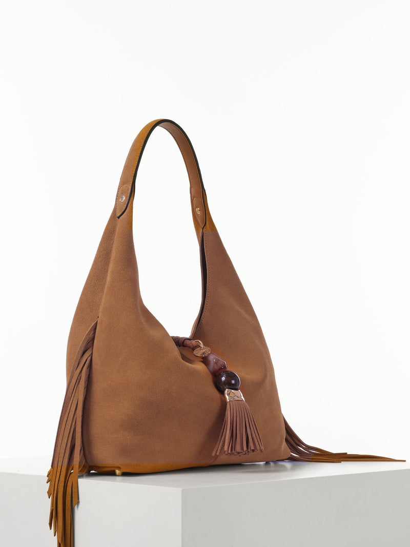 Luella Grey Paloma suede fringe shoulder bag, UK version