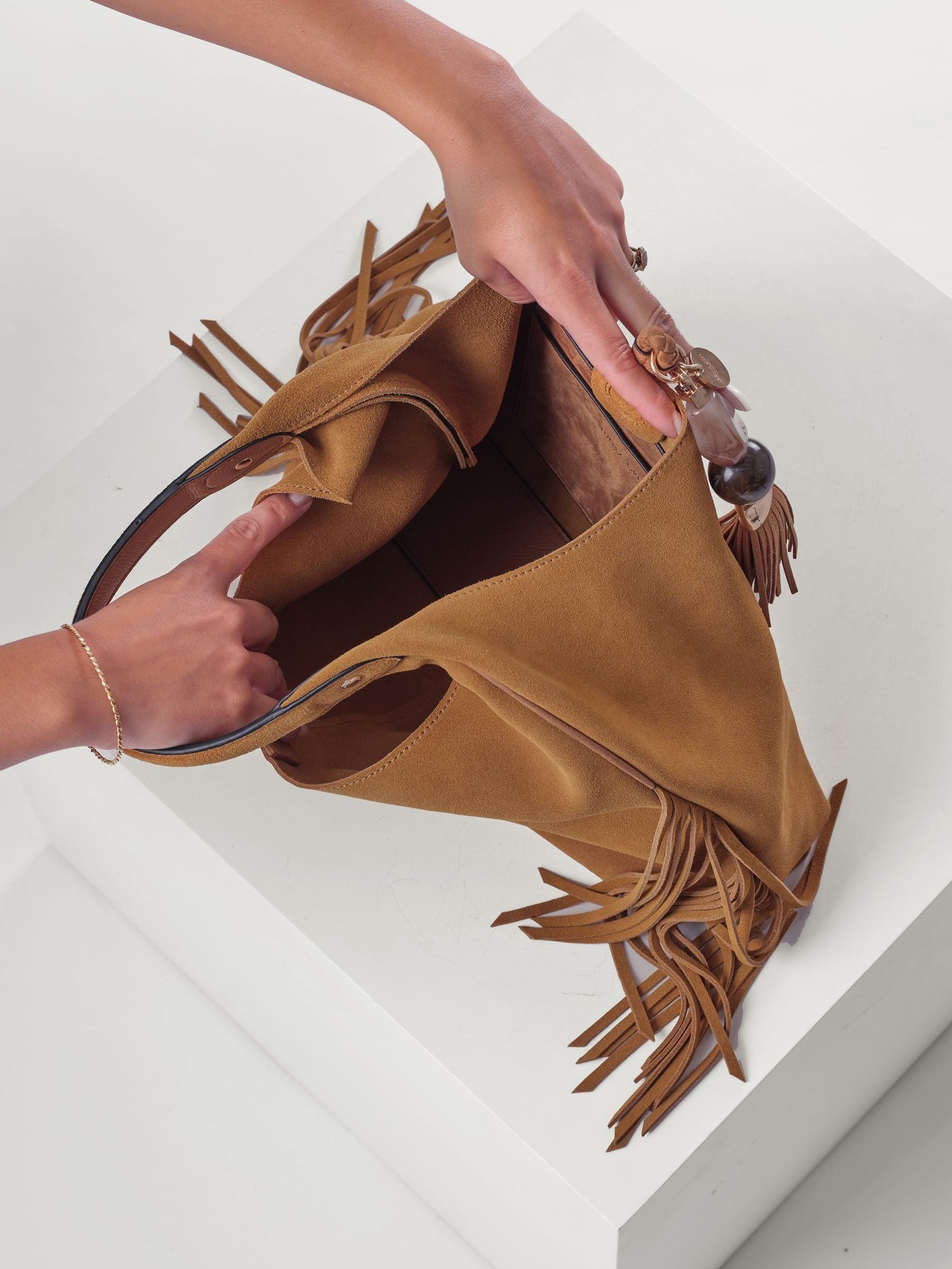 Luella Grey Paloma suede fringe shoulder bag, UK version
