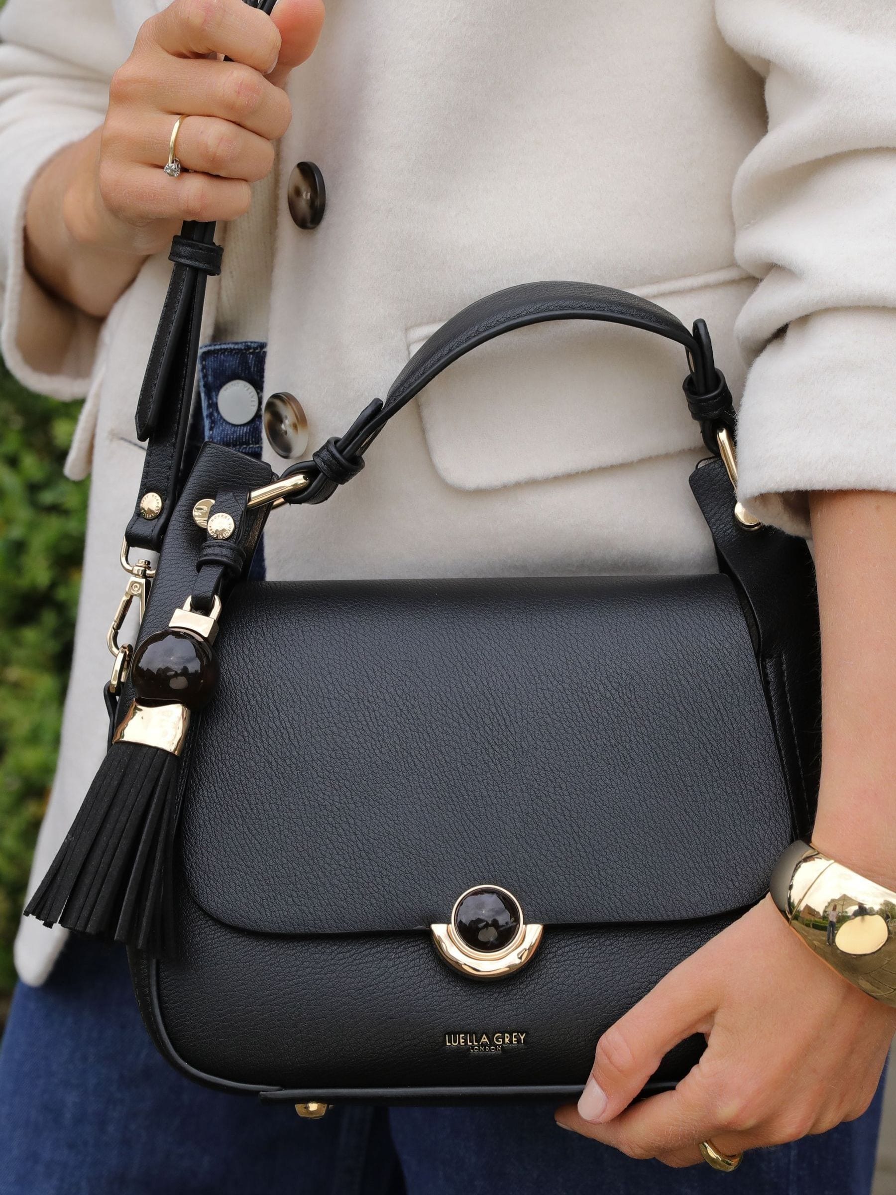 Luella Grey Brown Diana Top Handle Cross-Body Bag